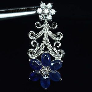 Blue Sapphire Diamond White Gold Pendant