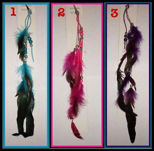 12" 14" Peacock Feather Bead Clip in Hair Extension Scene Hair Grizzly Punk