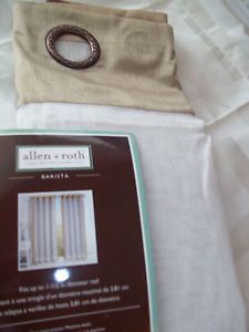 Allen Roth Fabric Sheer Curtain Barista White Tan Trim Aged Bronze Grommet