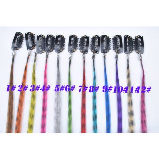 New 12x Multicolour Synthetic Grizzly Feather Clip in Hair Extensions 15 5'' J84