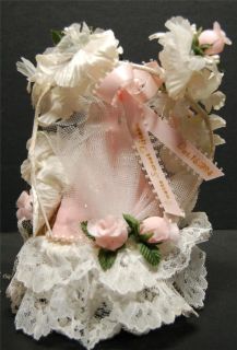 Quinceanera Sweet Fifteen 15 16 Porcelain Cake Topper 1994 Lace Pink Rosebud