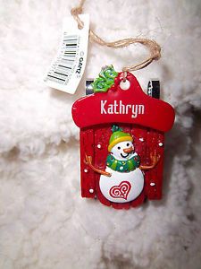 Personalized Sleigh Snowman Christmas Tree Ornament Kathryn Holiday Decor