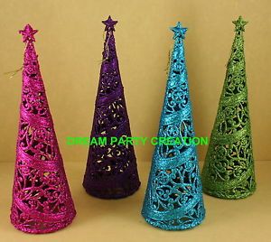 1 Glitter Christmas Tree with Star Ornament or Table Decor Choose from 4 Colors