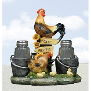 Country Rooster Salt Pepper Shaker Home Decor Poly Resin Figurine Home Garden