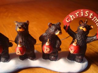 Beary Christmas Black Bear Christmas Log Cabin Lodge Ornament Figurine Decor New