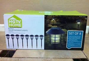 HGTV Home Solar Pathway Lights 8 PC Outdoor Path Landscape Lighting Front Yard