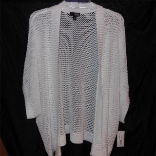 ANA Black or White Mesh Crocheted Layering Light Weight Thin Cardigan Sweater