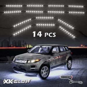 14pc White Car Truck Underglow Under Body Neon Accent Glow LED Lights Kit 3Mode