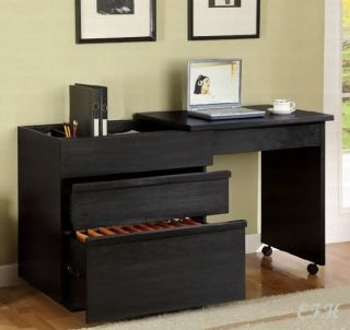 New Modern Black Finish Wood Slide Out Home Office Desk