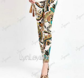 Hot Peacock Feather Retro Printing Leggings Tights Elasticity Stretchy VQ490