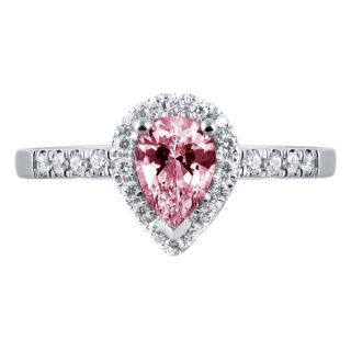 Prong Setting 1 51 Carats Halo Pear Pink Diamond Wedding Ring Gold White 14k