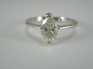 Estate 18K Ladies Marquise Cut Diamond Solitaire Ring 1 01 Ct GIA $2 850 00