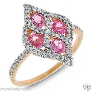 Natural 1 01 tcw Oval Cut Pink Sapphire Diamond Cocktail Ring 14k Rose Gold