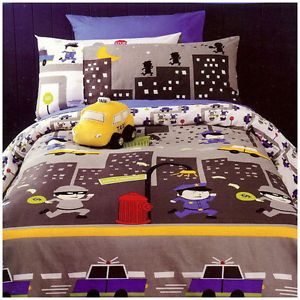 Cops N Robbers Bedding Double Bed Size Quilt Cover Set Boys Police Kids New