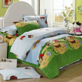 Angry Birds 4pc Kids Boys Twin Bedding Set Blue Green Duvet Cover Sheet Pillow