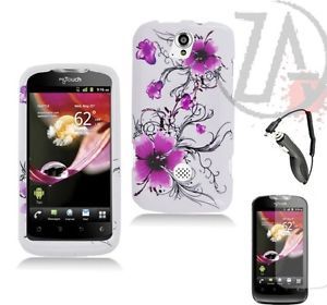 Huawei T Mobile myTouch Q Case Bundle Pink White Flowers Design Hard Cover