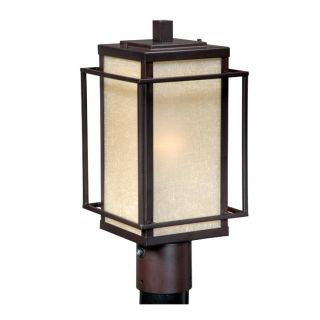 New 1 Light Mission Outdoor Post Lamp Lighting Fixture Bronze Honey Glass