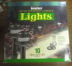 Malibu Low Voltage Landscape Pathway Decorative Lighting 10 Light Complete Kit