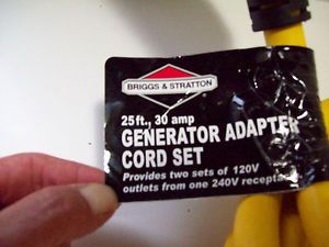 Briggs and Stratton 30 Amp Generator Adapter Cord Set 25 Feet Long 120 240 Volts