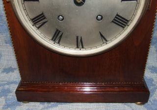 English Empire Antique Inlaid Mahogany Bracket Mantel Clock 65