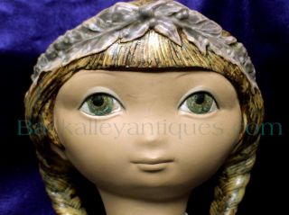 Vintage Lladro Gres Porcelain Girls Head Figurine Retired