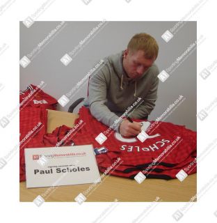 Framed Paul Scholes Signed Manchester United Shirt 2012 2013 Bid from £150