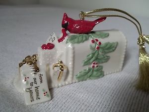 Vintage Lenox Christmas Ornament Cardinal Bird Mailbox Gifts Our Home to Yours