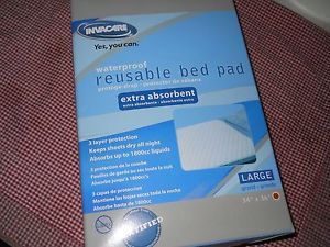 Invacare Waterproof Reusable Bed Pad Extra Absorbent 34" x 36" Size Large