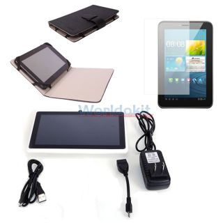 Android 4 0 Touch Screen Tablet PC Matte Screen Protector Jacket Leather Case
