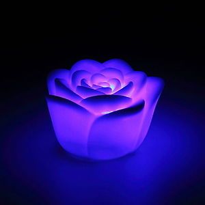 Changing 7 Colors Rose Flower LED Light Night Candle Light Lamp Romantic Dr