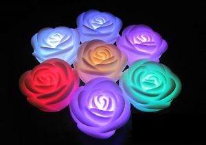Changing 7 Color Rose Flower LED Light Night Candle Light Lamp Romantic Decor
