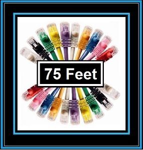 75 ft Feet Foot Long Cat6 Ethernet Fast High Speed DSL Internet Cable Wire Cord