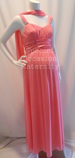 New Long Coral Chiffon Maternity Wedding Dress Satin Sash 2X Special Dresses