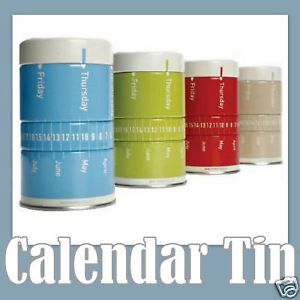 Calendar Tin Mini Container with Push Pins Paper Clips Office Supply Storage