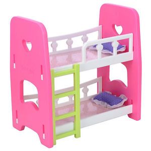 Kids Baby Doll Bunk Beds Bedding Twins 18" American Girl Dolls Pretend Play Toy