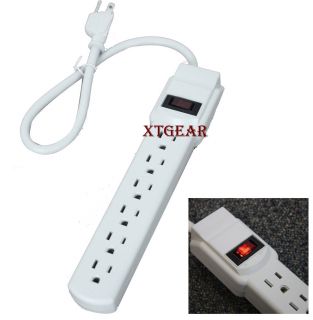New 6 Grounded Outlet Power Strip Surge Protector 1 6 ft 14 3 AWG UL Listed