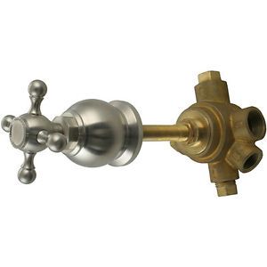 Westbrass 5 Port in Wall 3 Way Shower Diverter Valve with Cross Handle Brushed N