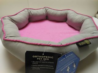 Pet Beds Dog Beds Cat Beds Grey Pink Orthopedic AKC Pet Bed Size 18"X18"