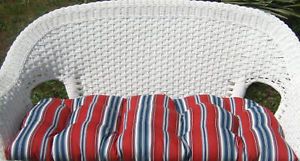 Loveseat Bench Cushion Red White Blue Stripe Outdoor
