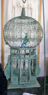 Victorian Antique Bird Cage and Wrought Iron Stand