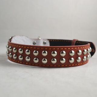 Heavy Duty for Large Dog Collar High Quality PU Leather Studs Brown Black XL