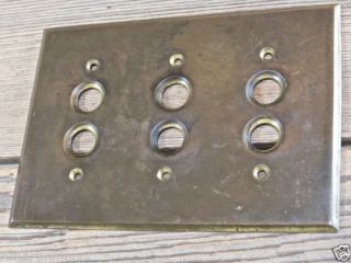 Triple Push Button 3 Switch Plate Heavy Duty 040 Brass Vintage Arrow 1890'S