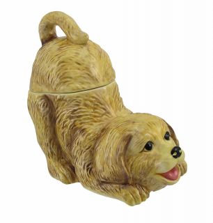 Playful Golden Retriever Puppy Treat Cookie Jar 7 In