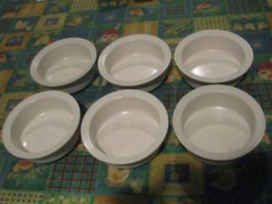 60s Israel Lapid Pottery 6 Off White Soup Salad Bowls