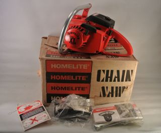 Vintage Homelite Super XL AO Chainsaw Original Box Bright Red On PopScreen