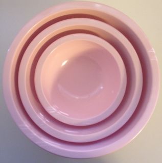 Pottery Barn Kids Pink Retro Graduated Size Mixing Bowls Set of 3 Play Kitchen
