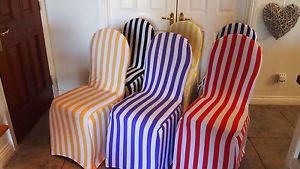 Dining Room Chair Covers Striped Stripey Black Blue Red Yellow Purple Orange