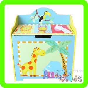 Quality Hand Paint Bright Color Boy Animal Storage Box Bench Kids Room Furniture