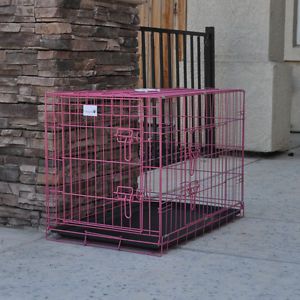 New Champion 48" Pink Portable Folding Dog Pet Crate Cage Kennel 3 Door ABS Tray