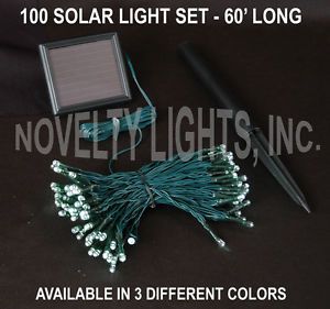 Novelty Lights 100 LED Outdoor Patio Party Solar String Light Set Green Wire 60'